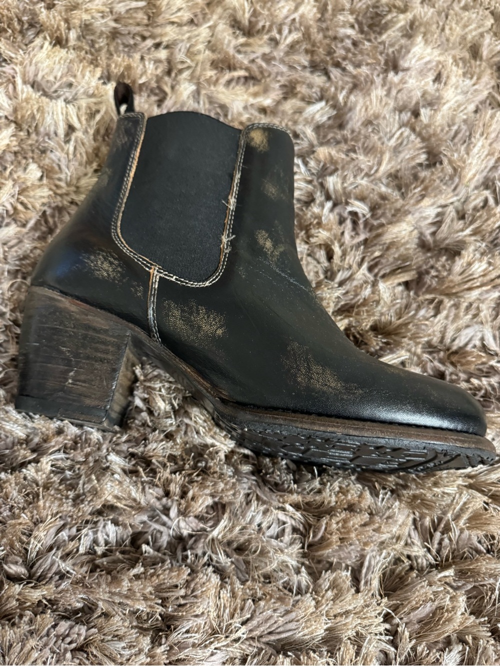 Bed Stu Black Leather Chelsea Ankle Boots with Tan Accents - Picture 4 of 6